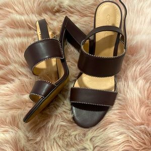 Coach Rylie beadchain heel sandals wine color